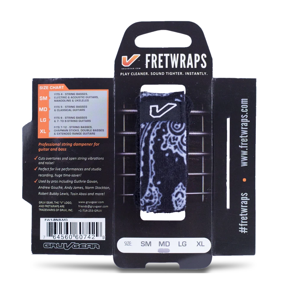 Gruv Gear FretWraps "Bandana" String Muters 1-Pack (Black, Medium)