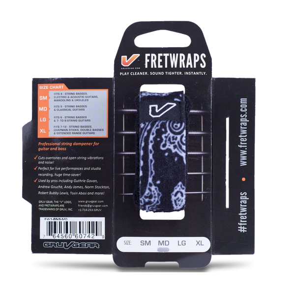 Gruv Gear FretWraps "Bandana" String Muters 1-Pack (Black, Small)