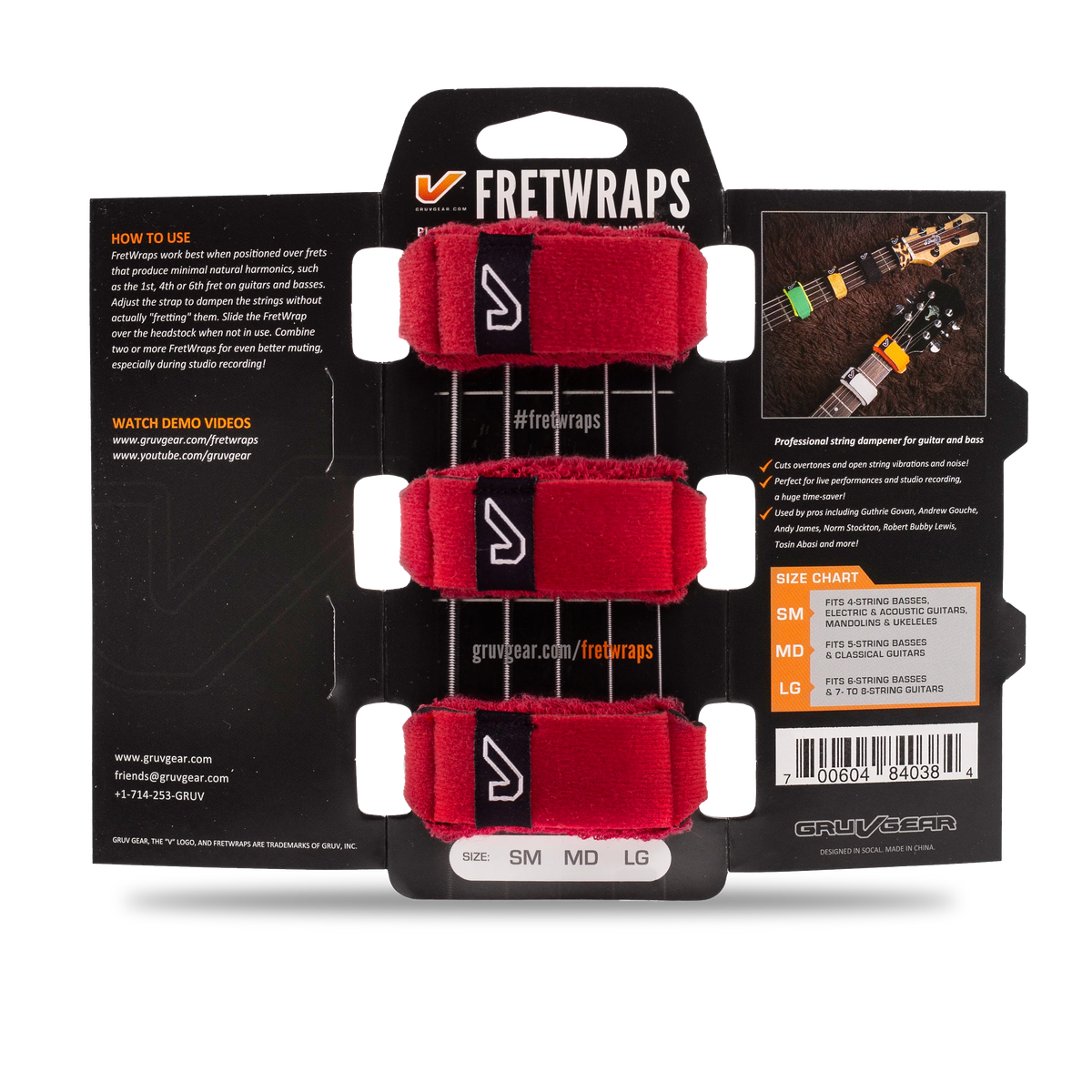 Gruv Gear FretWraps HD "Fire" 3-Pack (Red, Small)