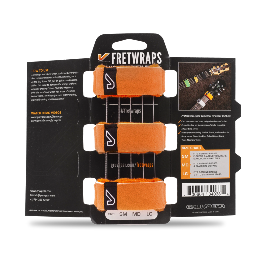 Gruv Gear FretWraps HD "Flare" 3-Pack (Orange, Medium)