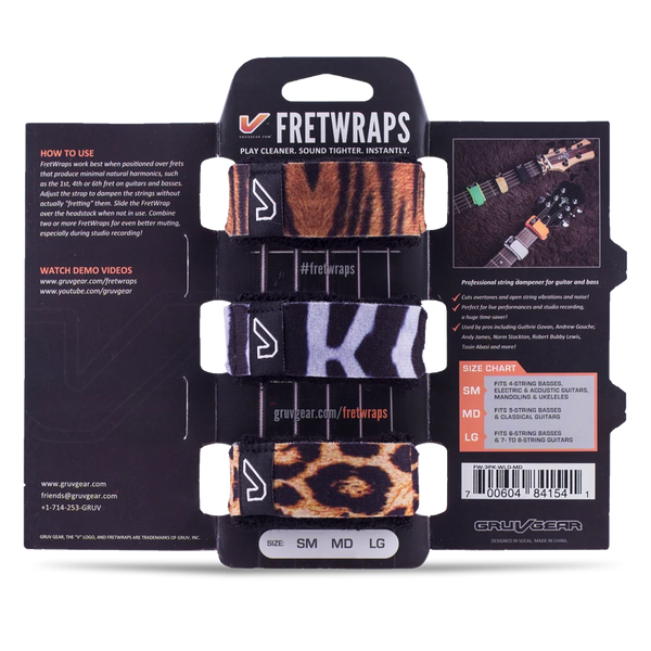 Gruv Gear FretWraps Wood 3-Pack (Safari Prints, Medium)
