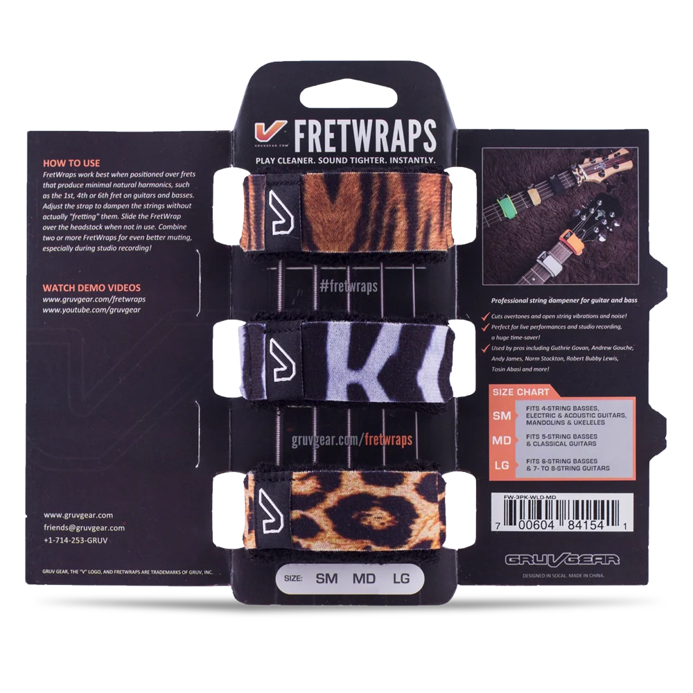 Gruv Gear FretWraps Wood 3-Pack (Safari Prints, Small)