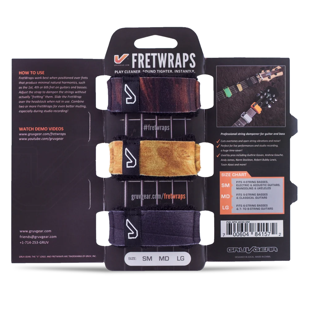 Gruv Gear FretWraps Wood 3-Pack (Wood Prints, Small)