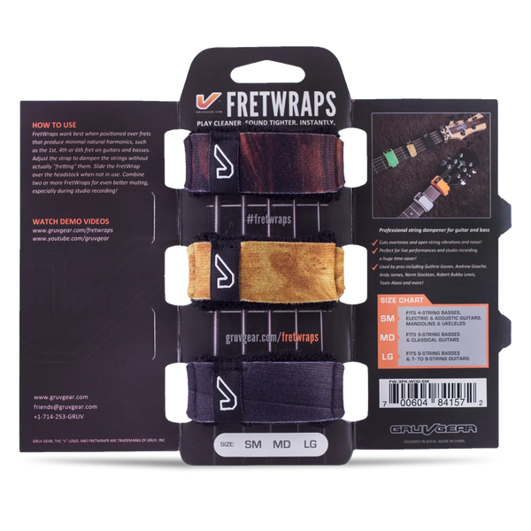 Gruv Gear FretWraps Wood 3-Pack (Wood Prints, Small)