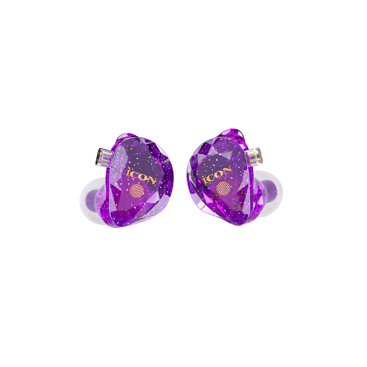 Icon Pro Audio Element 5 (Purple) In-Ear Monitoring Earphones — pair of earphones side by side