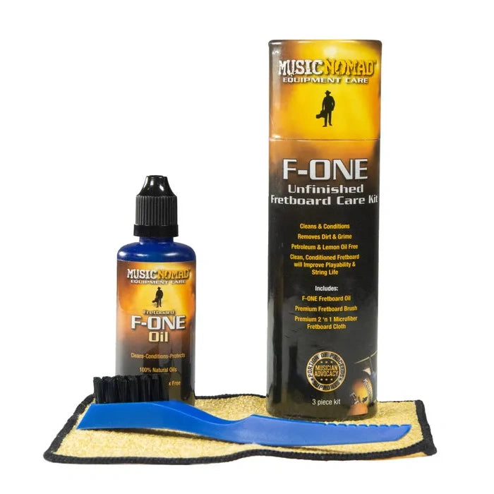 Music Nomad F-ONE Unfinished Fretboard Care Kit - Oil, Brush, Cloth