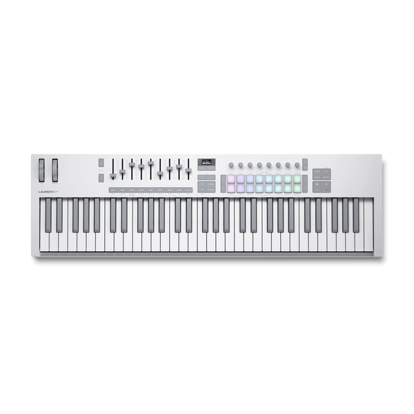 Novation LAUNCHKEY 61 MK4 (White Edition) 61-Key Semi-Weighted MIDI Controller — front view