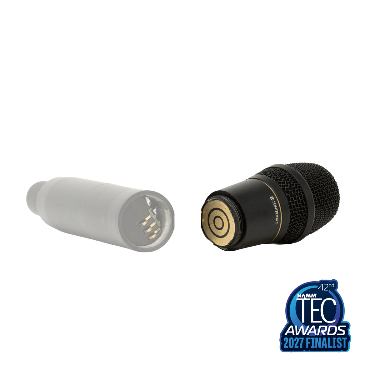 Sontronics SOLO W1 Professional Wireless Dynamic Capsule — capsule beside transmitter