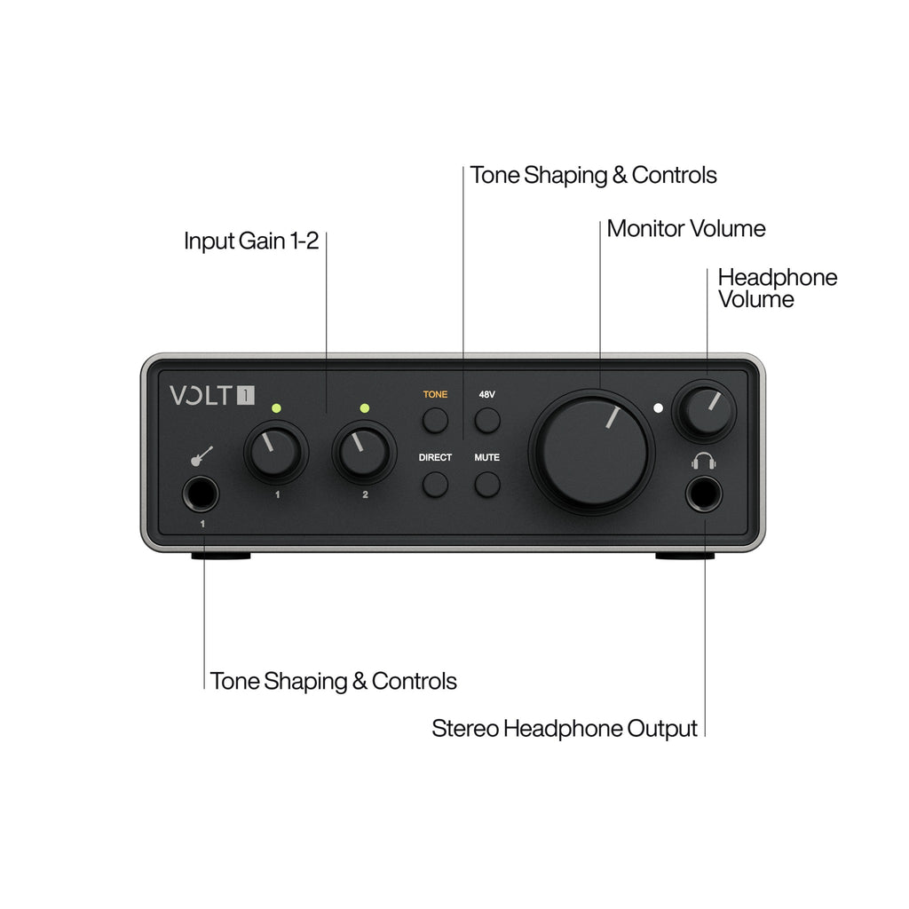 Universal Audio Volt 1 Gen 2 USB Audio Interface — front panel with control labels