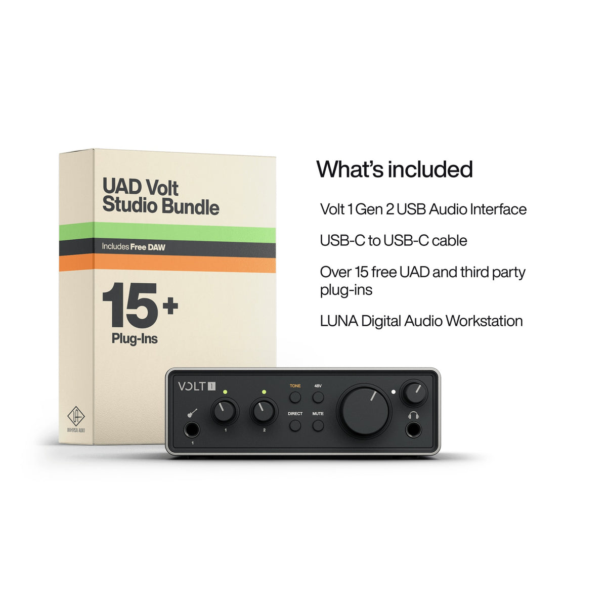 Universal Audio Volt 1 Gen 2 USB Audio Interface — UAD Volt Studio Bundle contents