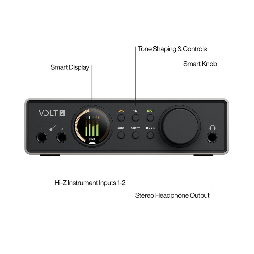 Universal Audio Volt 2 Gen 2 USB Audio Interface — front panel with control labels