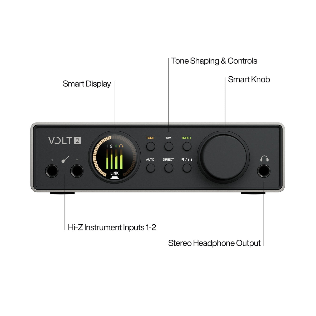Universal Audio Volt 2 Gen 2 USB Audio Interface — front panel with control labels
