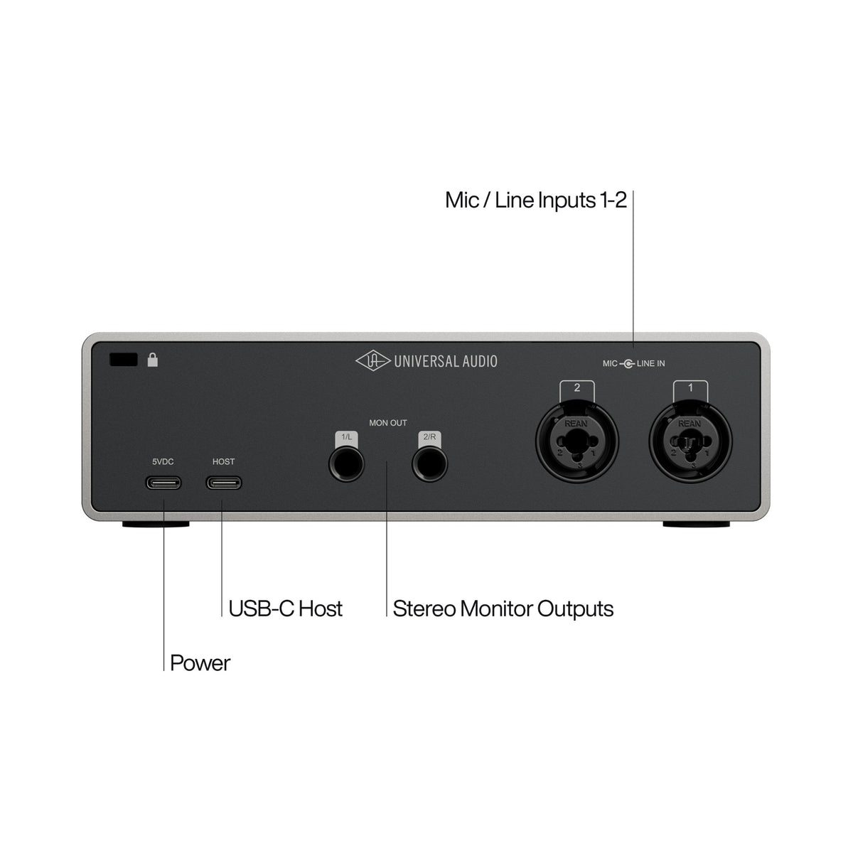 Universal Audio Volt 2 Gen 2 USB Audio Interface — rear panel connections