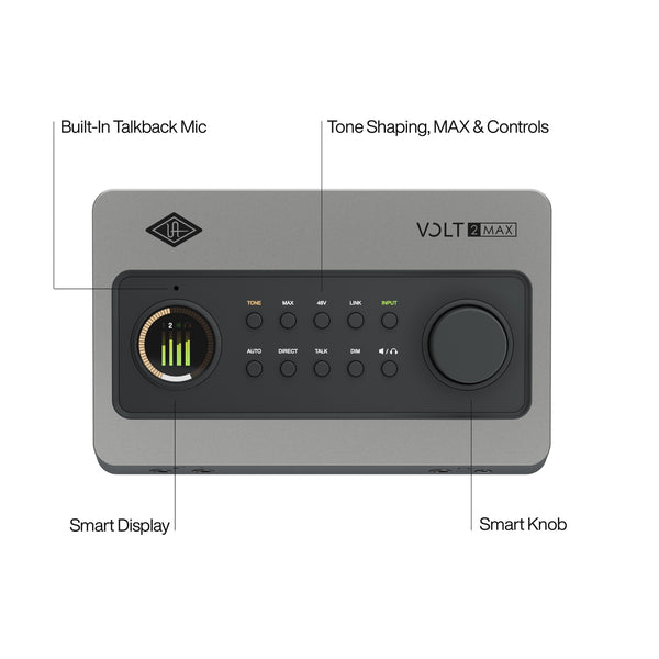 Universal Audio Volt 2 Max USB Audio Interface — front panel with control labels