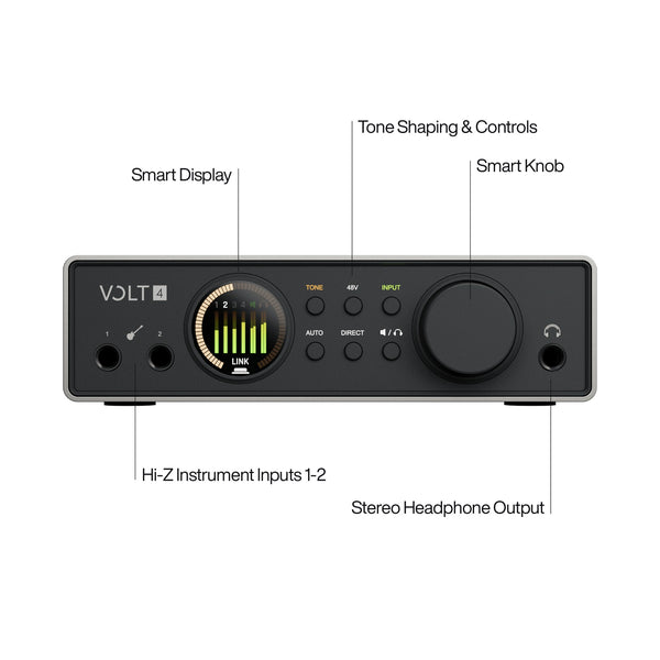 Universal Audio Volt 4 Gen 2 USB Audio Interface — front panel with control labels