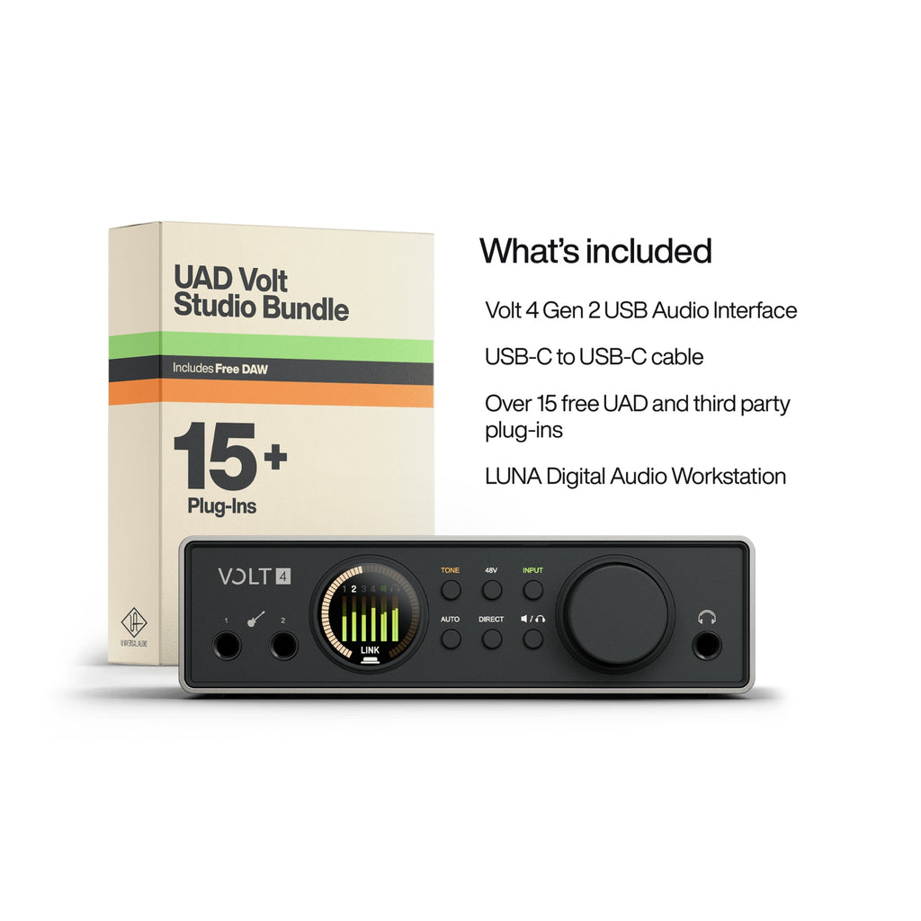 Universal Audio Volt 4 Gen 2 USB Audio Interface — UAD Volt Studio Bundle contents
