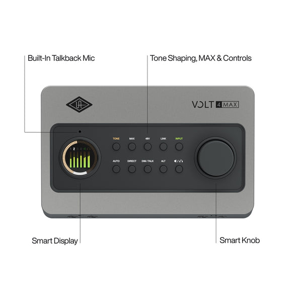 Universal Audio Volt 4 Max USB Audio Interface — front panel with control labels