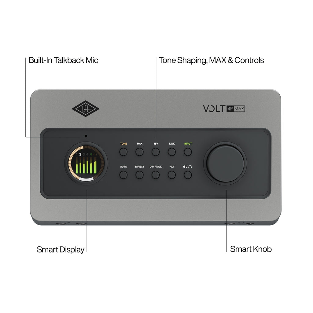 Universal Audio Volt 4P Max USB Audio Interface — front panel with control labels