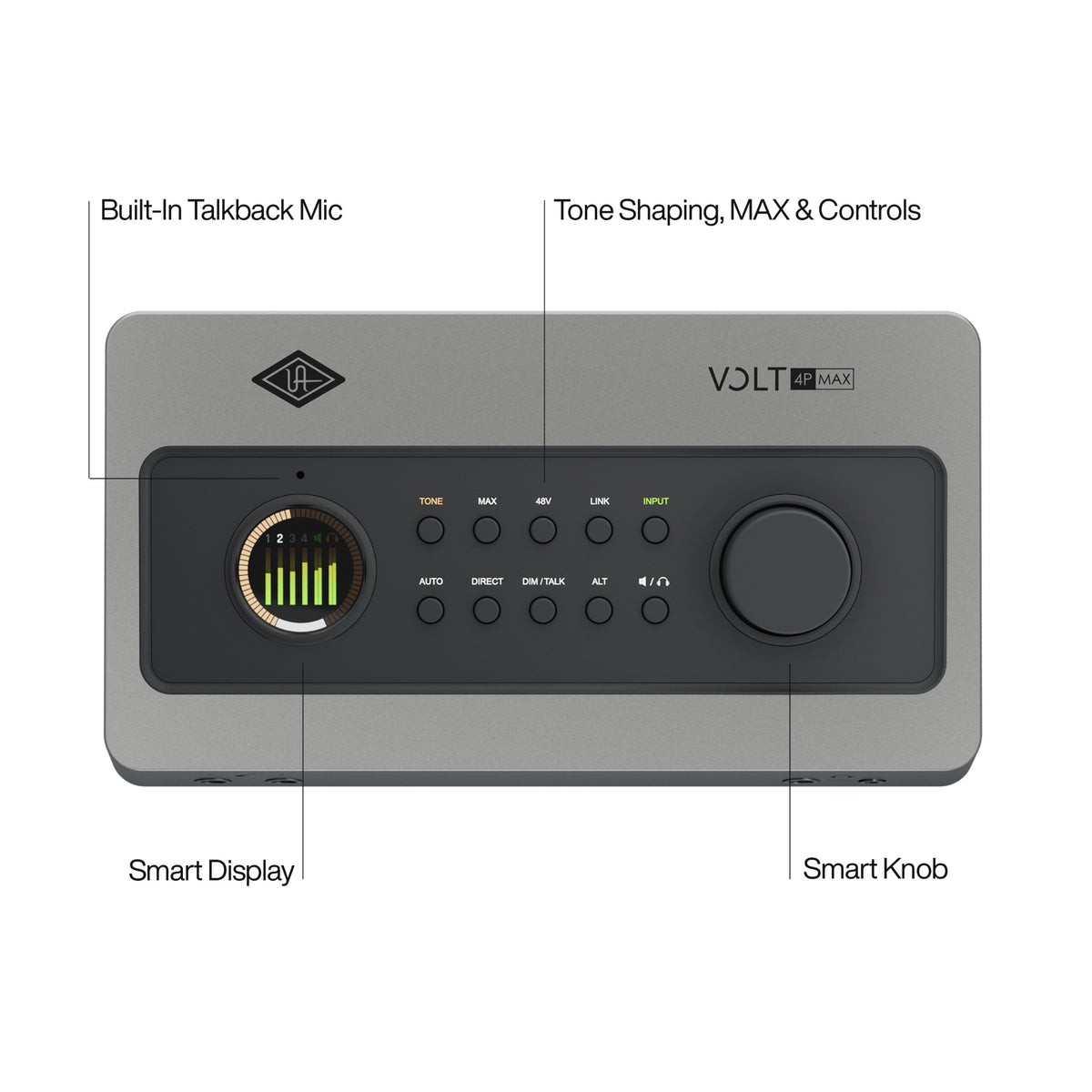 Universal Audio Volt 4P Max USB Audio Interface — front panel with control labels