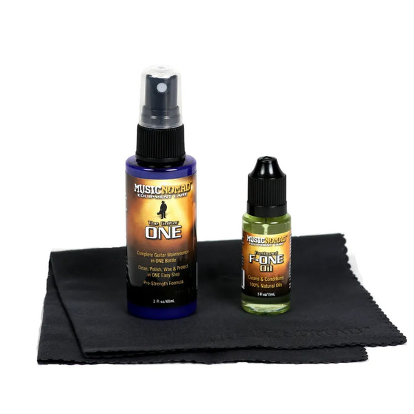 Music Nomad Premium Guitar Care Kit (3 Pak) - Guitar ONE(2 oz.), F-ONE(1/2 oz.), Cloth